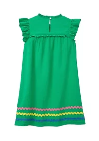 Girls 4-6x High Neck Ruffle Dress