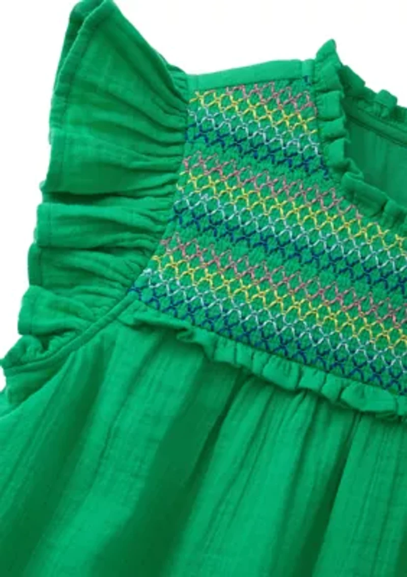 Girls 4-6x High Neck Ruffle Dress