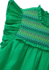 Girls 4-6x High Neck Ruffle Dress