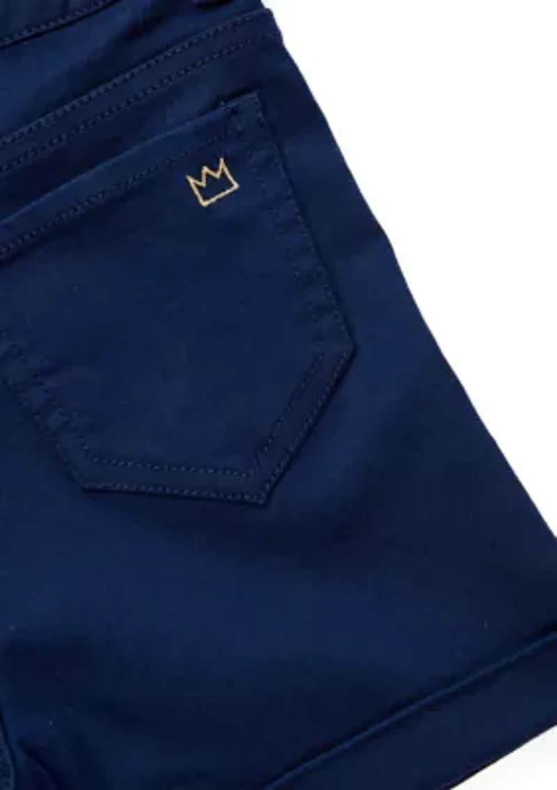 Girls 4-6x Stretch 5 Pocket Roll Cuff Shorts