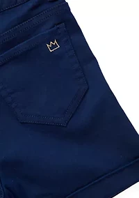 Girls 4-6x Stretch 5 Pocket Roll Cuff Shorts
