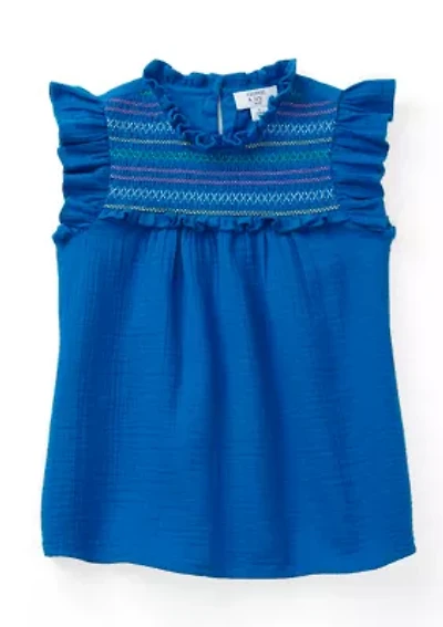 Girls 4-6x High Neck Ruffle Top