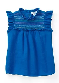 Girls 4-6x High Neck Ruffle Top