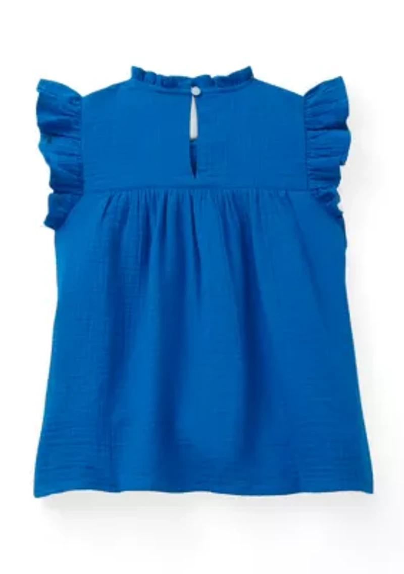 Girls 4-6x High Neck Ruffle Top