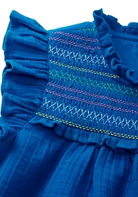 Girls 4-6x High Neck Ruffle Top