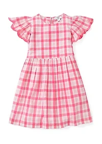 Girls 4-6x Yarn Dyed Flutter Sleeve Dress