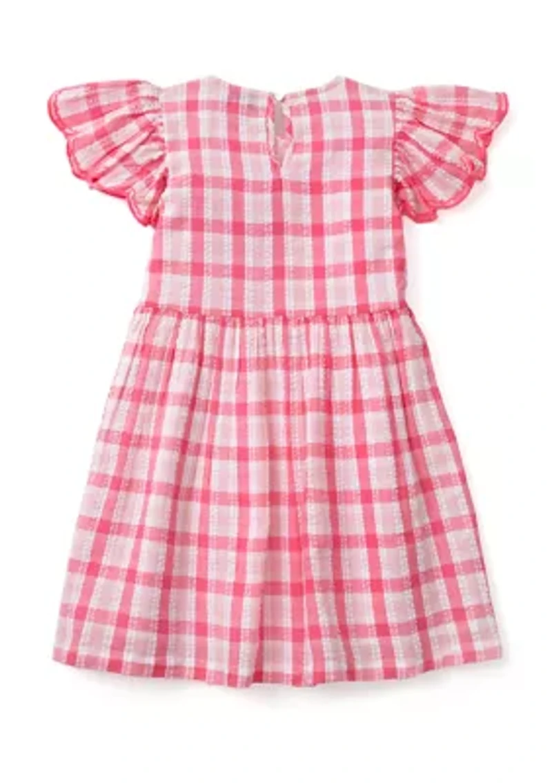 Girls 4-6x Yarn Dyed Flutter Sleeve Dress