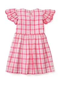 Girls 4-6x Yarn Dyed Flutter Sleeve Dress