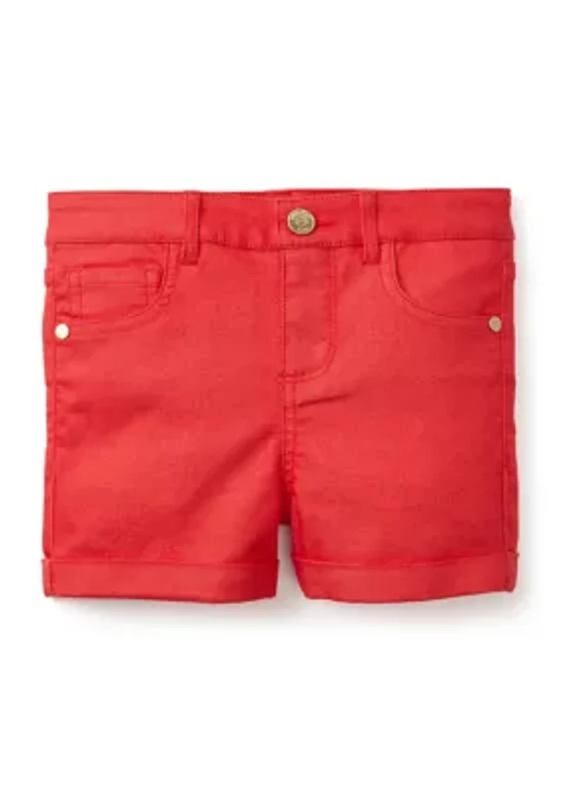 Girls 4-6x Stretch 5 Pocket Roll Cuff Shorts