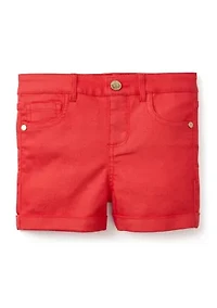 Girls 4-6x Stretch 5 Pocket Roll Cuff Shorts