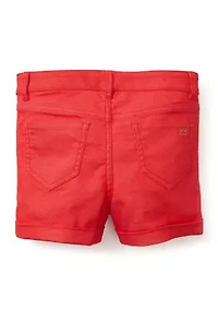 Girls 4-6x Stretch 5 Pocket Roll Cuff Shorts