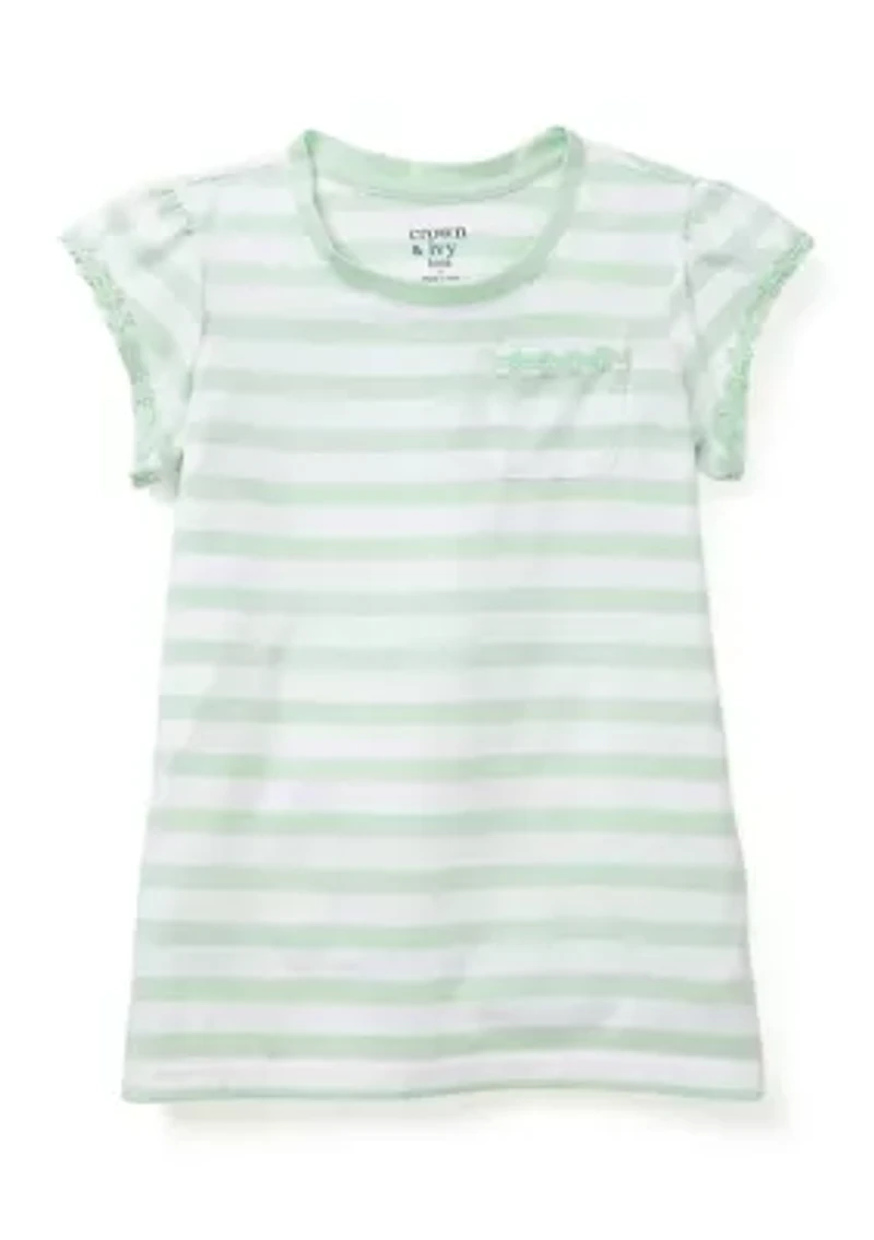 Girls 4-6x Daisy Trim Pocket T-Shirt