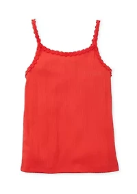 Girls 4-6x Sleeveless Ribbed Daisy Trim Tank