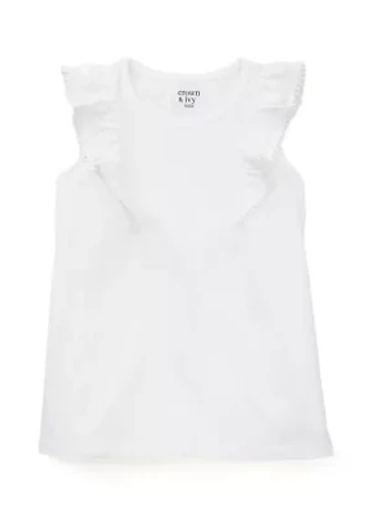 Girls 4-6x Pom Ruffle Trim Tank Top