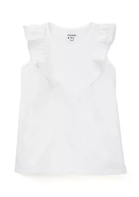 Girls 4-6x Pom Ruffle Trim Tank Top