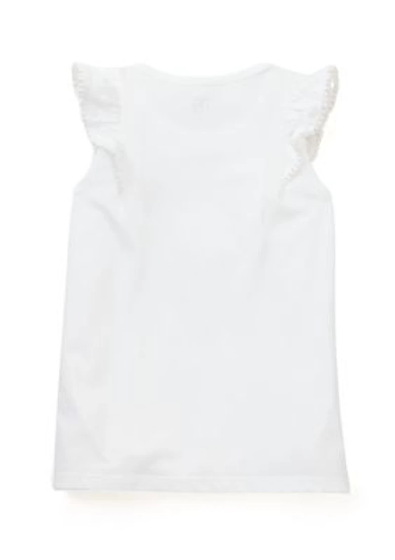 Girls 4-6x Pom Ruffle Trim Tank Top