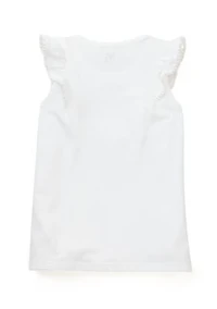 Girls 4-6x Pom Ruffle Trim Tank Top