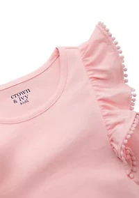 Girls 4-6x Pom Ruffle Trim Tank Top