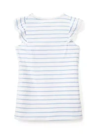 Girls 4-6x Pom Trim Ruffle Yarn Dyed Tank Top