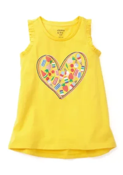 Girls 4-6x Ruffle Trim Graphic Tank Top