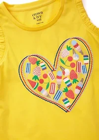 Girls 4-6x Ruffle Trim Graphic Tank Top