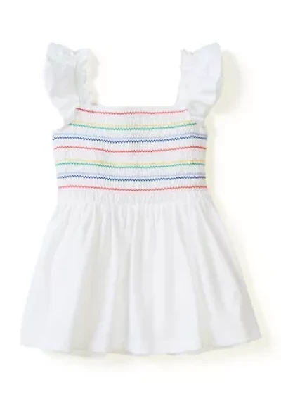 Girls 4-6x Smocked Knit Flutter Tank Top