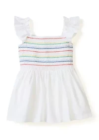 Girls 4-6x Smocked Knit Flutter Tank Top