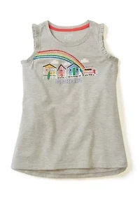 Girls 4-6x Ruffle Trim Graphic Tank Top