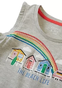 Girls 4-6x Ruffle Trim Graphic Tank Top