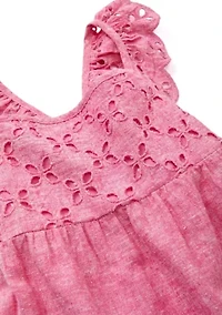 Girls 4-6x Linen Eyelet Flutter Tank Top