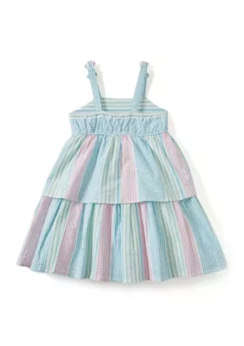 Girls 4-6 Bow Strap Seersucker Dress