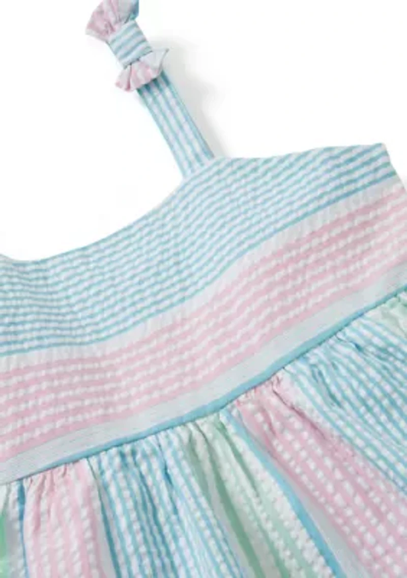 Girls 4-6 Bow Strap Seersucker Dress