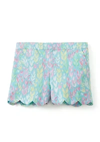 Girls 4-6 Pull On Scallop Twill Printed Shorts
