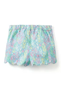 Girls 4-6 Pull On Scallop Twill Printed Shorts