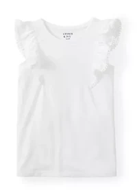 Girls 4-6x Ruffle Pom-Pom Sleeve Tank Top