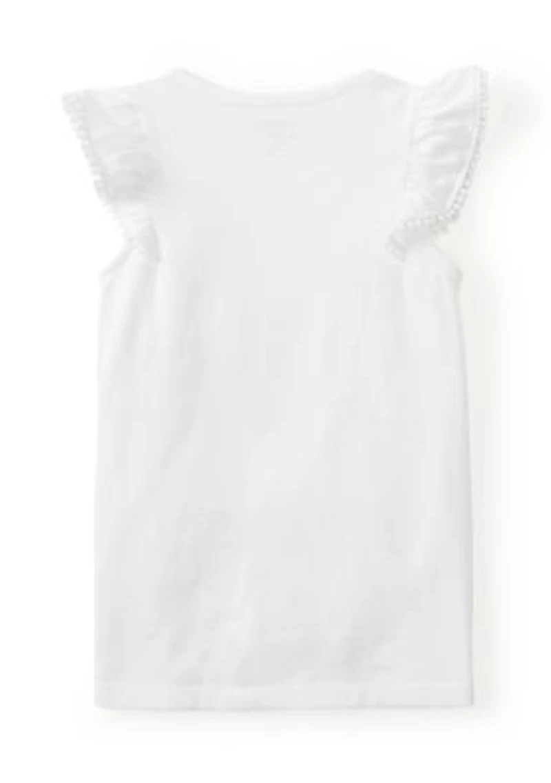 Girls 4-6x Ruffle Pom-Pom Sleeve Tank Top