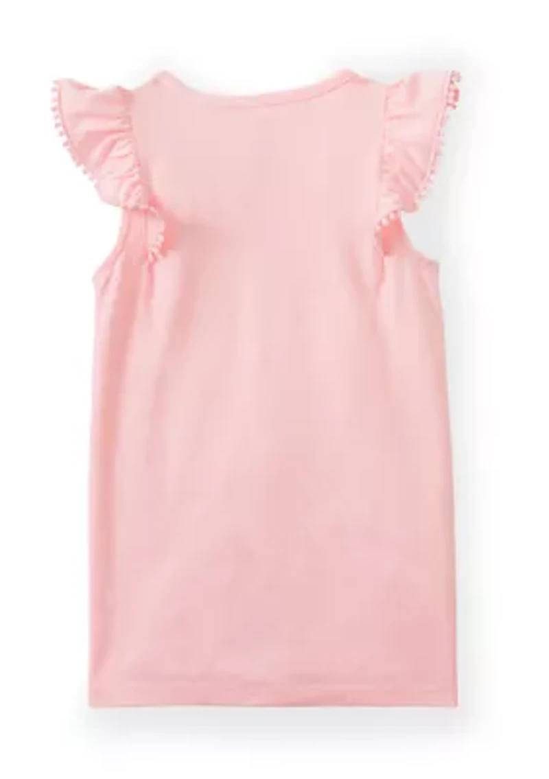 Girls 4-6x Ruffle Pom-Pom Sleeve Tank Top