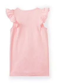 Girls 4-6x Ruffle Pom-Pom Sleeve Tank Top