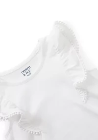 Girls 4-6x Ruffle Pom-Pom Sleeve Tank Top