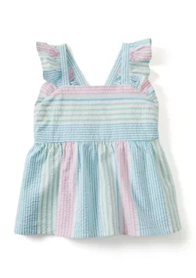 Girls 4-6 Bow Back Seersucker Top