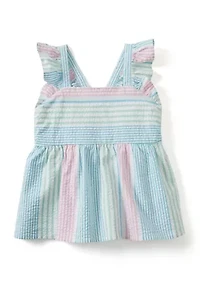 Girls 4-6 Bow Back Seersucker Top