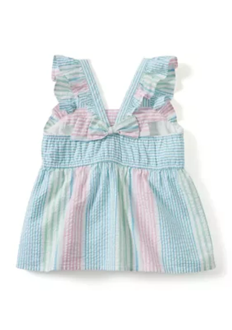 Girls 4-6 Bow Back Seersucker Top
