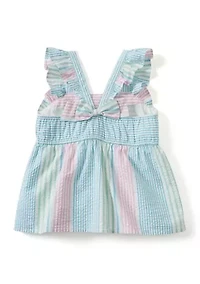 Girls 4-6 Bow Back Seersucker Top