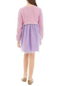 Girls 7-16 2Fer Sweater Dress with Tulle Skirt