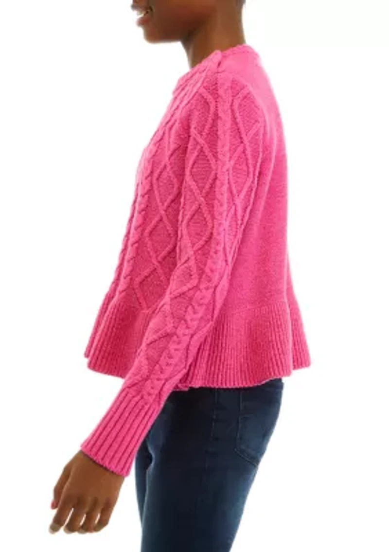 Girls 7-16 Peplum Hem Sweater