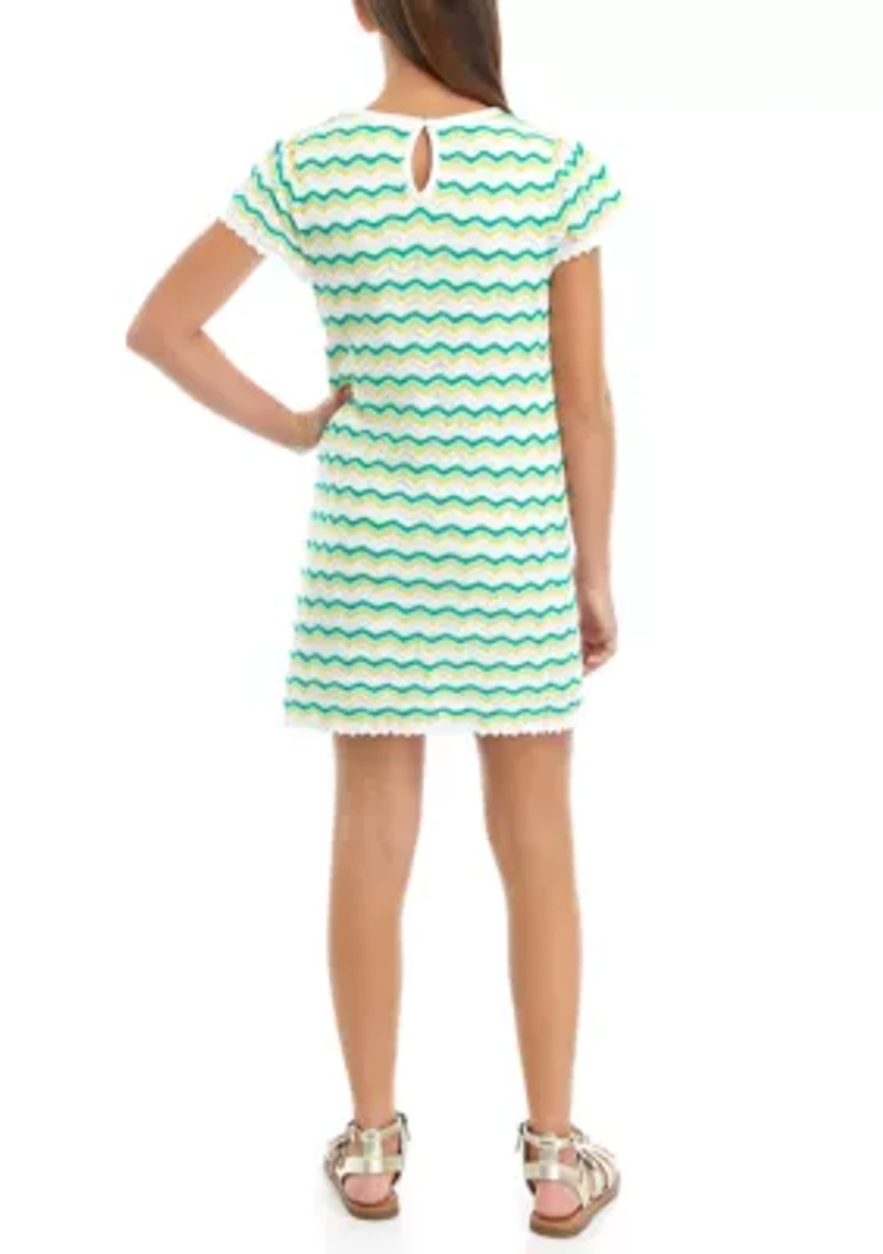 Girls 7-16 Short Sleeve Crochet Dress