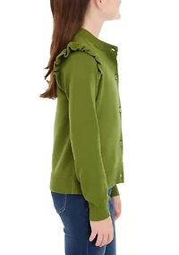 Girls 7-16 Long Sleeve Cardigan