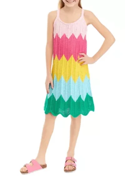 Girls 7-16 Sleeveless Crochet Dress