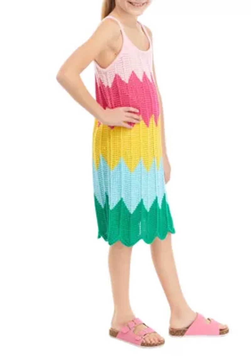 Girls 7-16 Sleeveless Crochet Dress