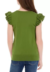 Girls 7-16 Ruffle Sweater Knit Top